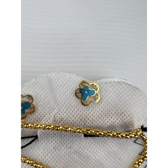 Brilho X Steel Butterfly Pandat Necklace Earrings Set Gold Tone - Picture 3 of 8